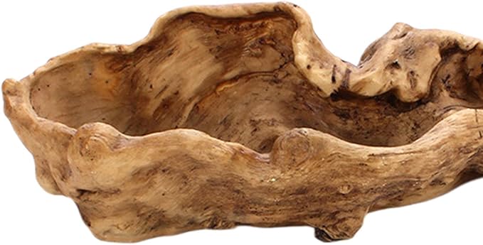 Driftwood Stump Log Resin Planter, Succulent Pot with Drainage Hole for Small Plants, Bonsai, Cactus, Indoor Outdoor Decor (Yellow)