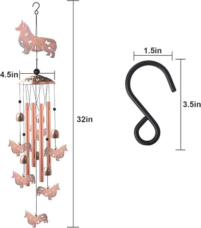 Dachshund Wind Chimes - Handcrafted Brass Unique Outdoor Musical Decor for Garden,Patio & Nursery, Memorial Day Gifts for Mom/Wife/Daughter, Whimsical Yard Decorations with Soothing Tones