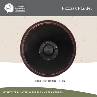 The HC Companies 9 Inch Pizzazz Round Planter Pots with Ceramic Look, Lightweight UV-Resistant Plastic Indoor & Outdoor Planters, 2-Pack Flower Pots for Garden & Home Decor, Admiral Blue
