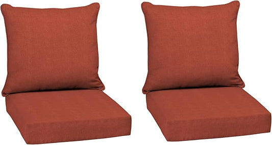 Arden Olefin Outdoor Deep Seat Cushion Set (2-Pack), 24 in x 24 in, Weather-Proof, Rain-Proof, Fade Resistant Patio Cushion for Chair, Sofa, and Couch Sedona Woven Texture