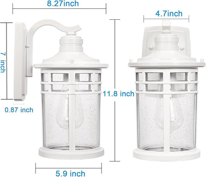 Darkaway Outdoor Porch Lights Wall Mount, Outdoor Light Fixtures Sconces Wall Lighting with Seeded Glass Waterproof Exterior Lights for Patio Yard House Hallway Doorway Garage(1 Pack, White)
