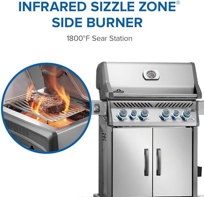Napoleon Rogue PRO-S 525 Propane Gas Grill with Infrared Side and Rear Burners, Stainless Steel, Durable 6-Burner BBQ