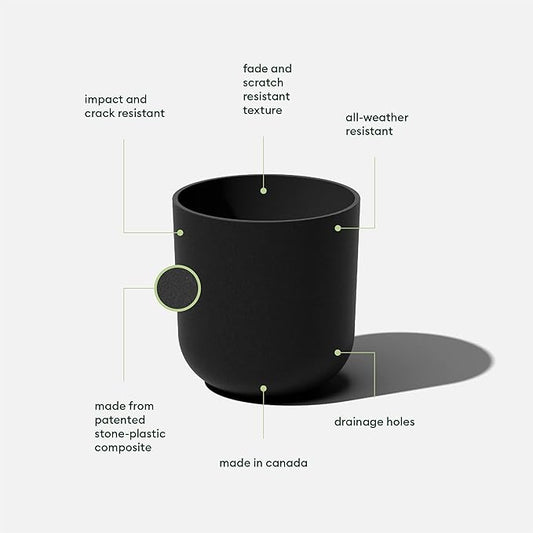 Veradek Mason Series Lima Planter - Round Planter for Indoor or Outdoor Porch/Garden | Made from Plastic-Stone Composite with Drainage Holes | Modern Décor for Succulents, Flowers, Small Plants
