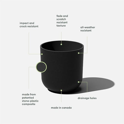 Veradek Round Black Plastic Planter Pots for Indoor/Outdoor Garden Use, with Drainage Holes, Suitable for Small to Large Succulent Plants, Flowers, Modern Interior Plants