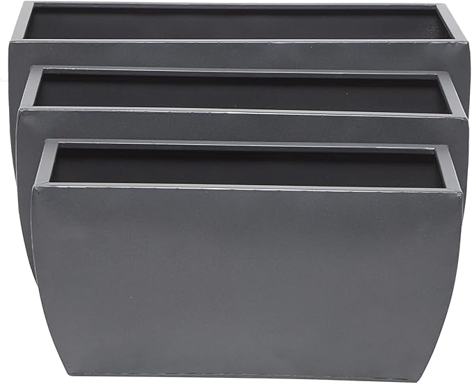 CosmoLiving by Cosmopolitan Metal Indoor Outdoor Planter, Set of 3 20", 18", 16"W, Gray