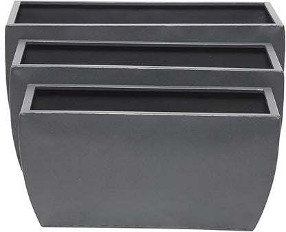 CosmoLiving by Cosmopolitan Metal Indoor Outdoor Planter, Set of 3 20", 18", 16"W, Gray