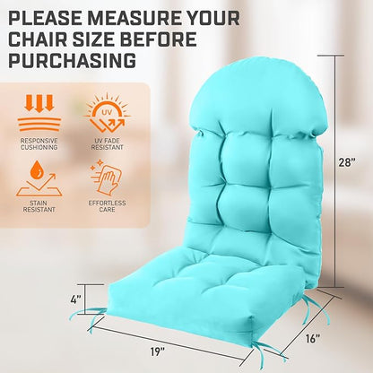 FUNBERRY Adirondack Chair Cushion, Thicken Comfy Cushions for Rocker Non Slip Fade Shield Waterproof High Back with Ties