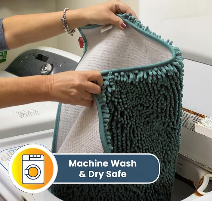 Muddy Mat® | Super Water Absorbent Door Mat Indoor, Microfiber Quick Dry Chenille Entryway Rug, Slip Resistant Front Door Mat, Indoor Mats for Entryway, Machine Washable Pet Rug, Sea Green 36" x 46"