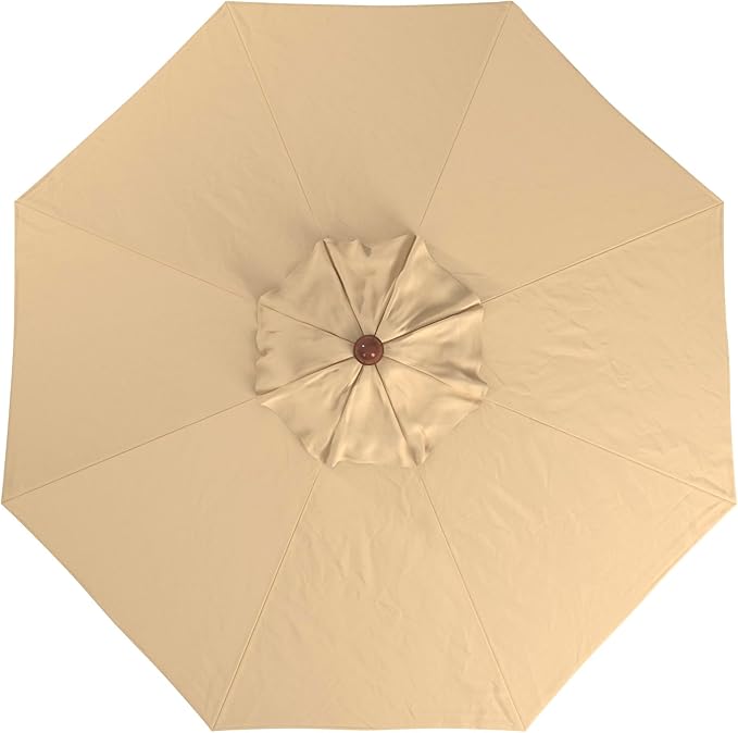 California Umbrella 9' Premium Commercial Hardwood Patio Umbrella, Manual Lift With Sunbrella Antique Beige Fabric