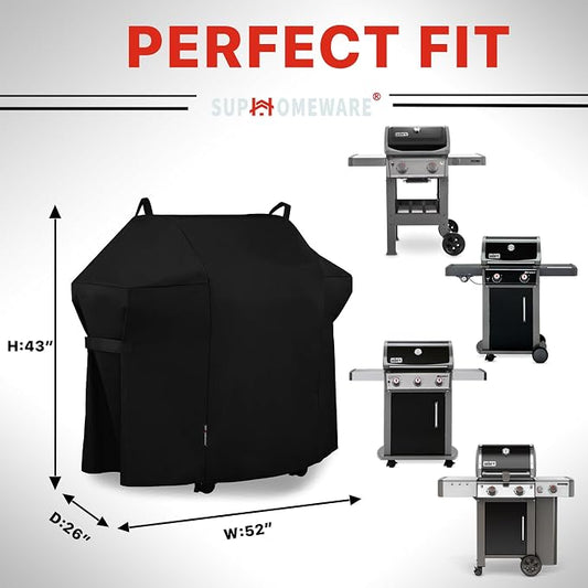 Suphomeware 7106 Grill Cover Fits Weber 52 Inch Grill, Hevay Duty BBQ Cover for Weber Spirit and Spirit II 200 and 300 Series Gas Grill, Waterproof and Fade Resistant