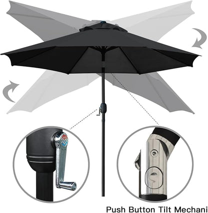 Sunnyglade 9' Patio Umbrella Outdoor Table Umbrella with 8 Sturdy Ribs