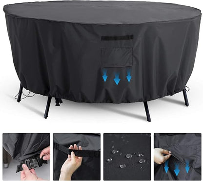 Tempera Outdoor Round Table Cover , Sectional Sofa , Dining Set cover , Anti-Fading , Waterproof Patio Cover for Outdoor Furniture, 96"D x 28"H, Space Grey