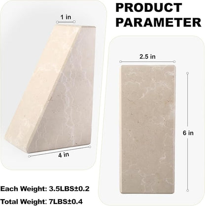 Marble Bookends for Heavy Books, Decorative Book Ends for Shelves, Durable and Heavy-Duty Stone Bookends for Hardback Book & CDS, Unique Book Stopper & Holder, New Jura Beige-Vein, Set of 2