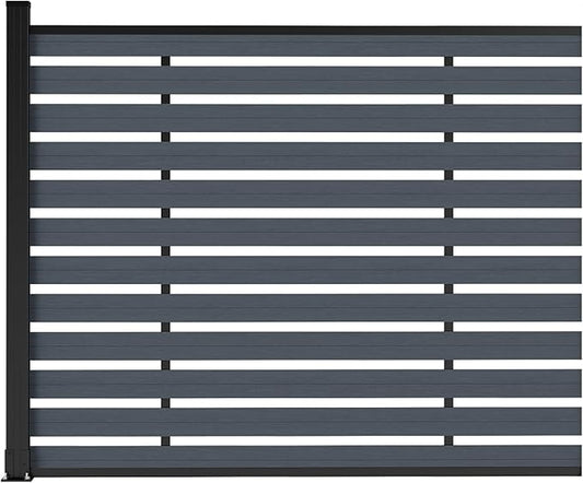 Outdoor Privacy Fence WPC, AC Unit Air Conditioner Screen 5 FT(H) x 6 FT(W) Trash Can with Aluminum Alloy Post, Decorative Fencing, Gray with 1 Post