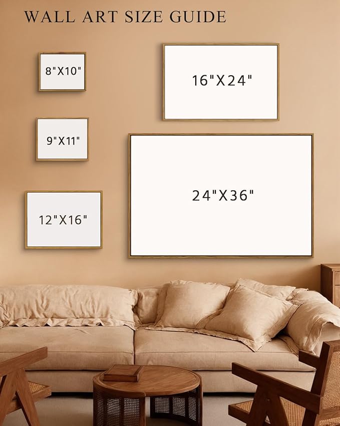 InSimSea Framed Canvas Prints Art Vintage Decor, Bushes Poplars Nature Landscape Paintings, Large Prints, Farmhouse Decor, Classical Wall Decorations for Bedroom Living Room Bathroom, 24"x36"