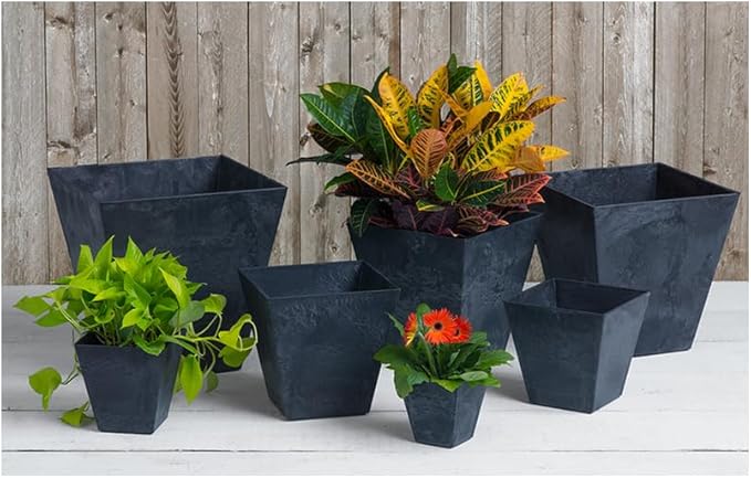 ArtStone Root & Vessel, Black, 35128 Ella Square Planter, 12, Inch