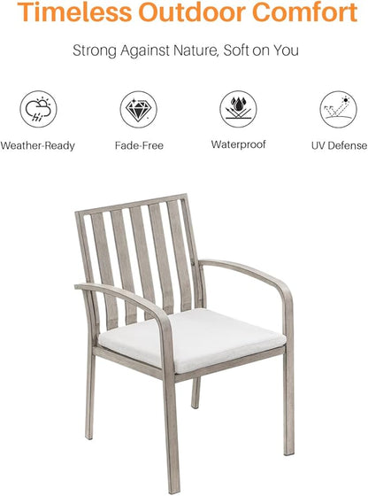 Patio Dining Chairs Set of 2, Aluminum Outdoor Dining Chairs with Thick Cushions, Deep Seating Outdoor Patio Chairs for Table, Sturdy Patio Furniture for Deck, Balcony, Garden, Limed Oak