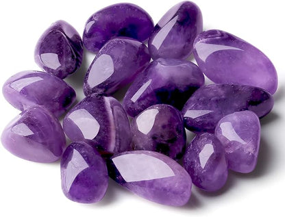 QINJIEJIE 0.9 LBS Amethyst Polished Stones Tumbled Crystals Bulk Gemstones 0.6-1" Irregular Stone Natural Reiki Healing Crystal for Plants Succulents Vase Filler Decoration Energy Witchcraft Gifts