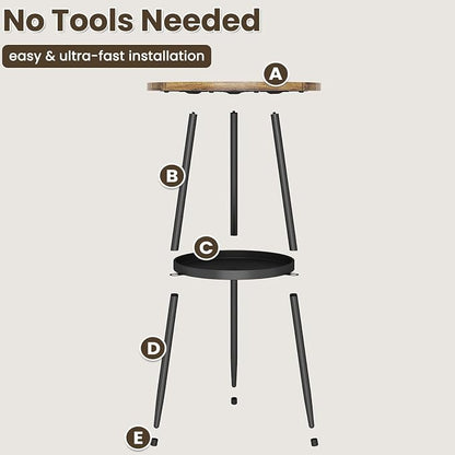 Side Table 2-Tier Round End Table Indoor Small Side Table Industrial Accent Table Nightstand for Small Spaces, Living Room, Bedroom.