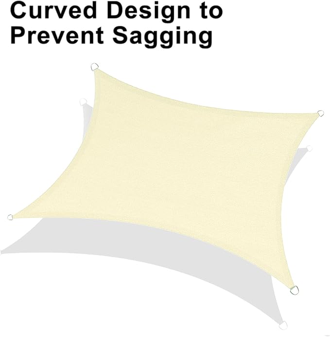 LOVE STORY Custom Size 9' x 10' Butter Cream Rectangle Sun Shade Sail Canopy Patio Sail Fabric Cloth Cover UV Block (We Make Custom Size)