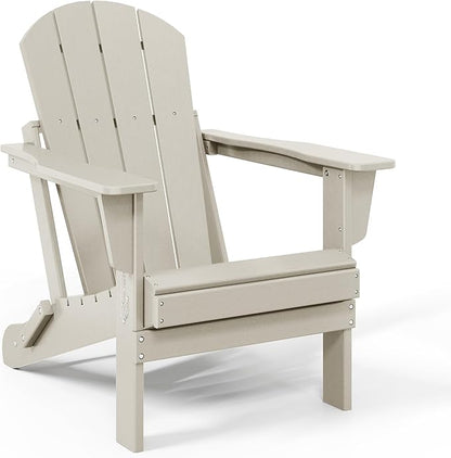 WestinTrends Malibu Malibu Outdoor Folding Poly Adirondack Chair (Set of 8), Sand