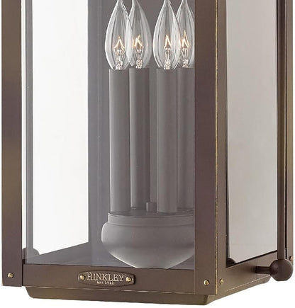 Hinkley Anchorage Large Wall Mount Outdoor Lantern - Aluminum, Clear Glass, Arched Carriage Handle, LED Included - Light Oiled Bronze Finish