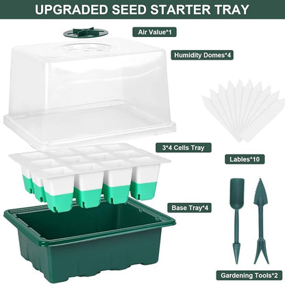 Sondiko Silicone Seed Starter Tray, 48 Cell Reusable Seed Starter Kit, Seedling Starter Trays with Humidity Dome, Mini Greenhouse Germination Kit, Perfect for Starting Vegetable, Flower & Herb Seeds