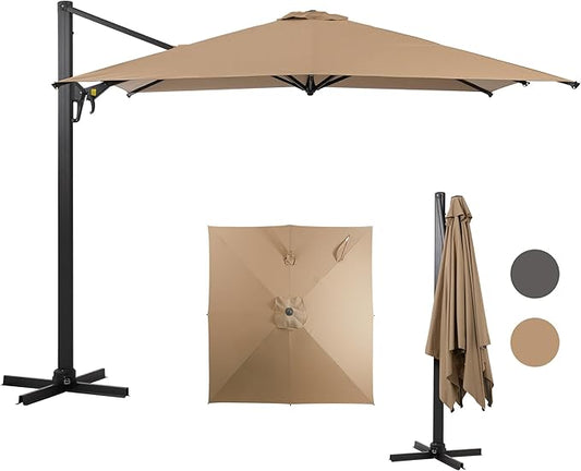 SUNVIVI OUTDOOR Patio Umbrella, Rectangular Patio Umbrella, Metal Pole Square Outdoor Umbrella with Crank and Push Button Tilt, Large Outdoor Umbrella with Polyester Canopy