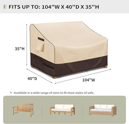 KylinLucky Outdoor Patio Sofa Cover fit 104 x 40 x 35 inch, 103 x 39, 102 x 38 Waterproof Weatherproof Heavy Duty 600D Garden Furniture Cover for Outside Sofa Couch