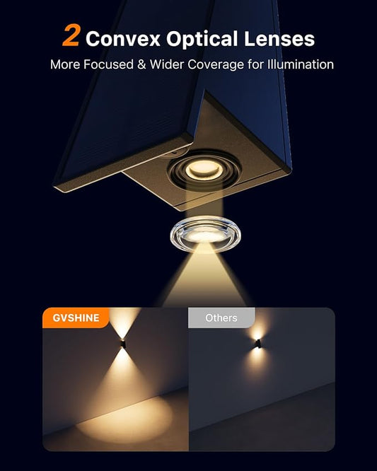 8 Pack Solar Powered Fence Lights Outdoor (Warm/Neutral/Cool White) Waterproof Up and Down Wall Mount LED Decorative Lamp for Outside Patio, House, Backyard, Porch, Deck, Garden with 3 Lighting Modes