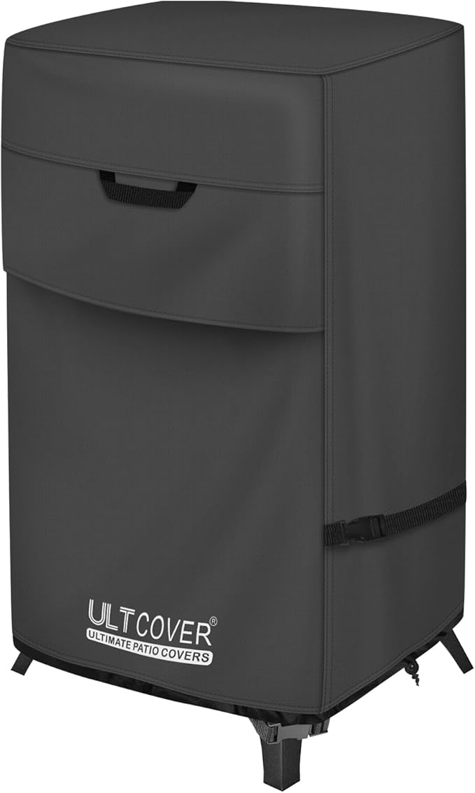 ULTCOVER Waterproof Vertical Electric Smoker Cover 40 inch for Most Square Gas Propane BBQ Smokers Size Upto 25W x 20D x 43H inch, Black