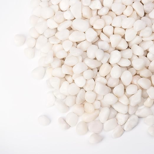 Pulovin 10 lbs White Garden Pebbles for Plants, 3/8" Small Plant Rocks for Pots Indoor, Decorative Pea Gravel for Succulents, Bamboo, Terrarium, Landscaping, Garden