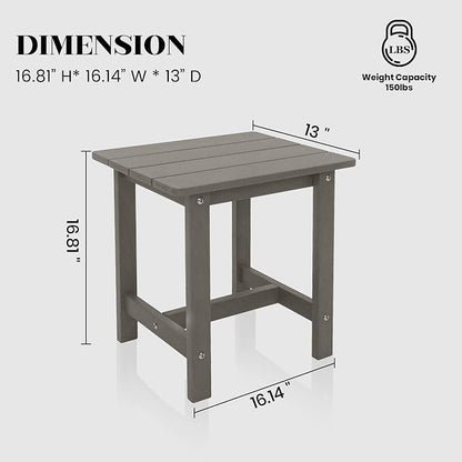 Meluvici Outdoor Side Table, Small Adirondack Side Table for Adirondack Chair - Indoor Outdoor End Table - HDPS (Grey)