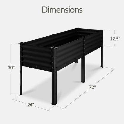 Best Choice Products 72x24x30in Non Toxic Galvanized Raised Garden Bed, Metal Elevated Planter Box, Vegetable Garden, 100% Non Toxic Materials - Black