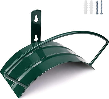 Eastrans Deluxe Wall Mount Garden Hose Hanger Duty Metal Hose Holder Easily Holds 125 3/4’’ Hose Solid Steel Extra Bracing Forest Green