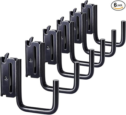 6 Pack 2" E Track J Hooks Heavy Duty Black Steel E-Track Tie Down Accessories for Box Truck, Enclosed Trailer, Garage, Vans, Warehouse, Workshop