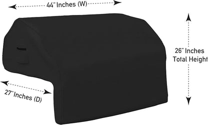 Covers & all Built-in Outdoor Grill Cover, Durable 12 Oz Waterproof Cover Max Material with Air Pocket & Elastic for Snug Fit (44" W x 27" D x 26" H Inches, Black)