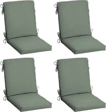 Arden 4-Pack earthFIBER Outdoor Patio Dining Chair Cushion, 20x44, Rain-Proof Seat Pad, Fade-Resistant Outdoor Cushion Sage Green Texture