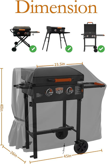 Propane Portable Grill Cover for Blackstone 22 Inch On the Go Gas Griddle,Heavy Duty Flat Top Grill Cover,Griddle Accessory for Black Stone Adventure Ready,45" W x 26" D x 40" H