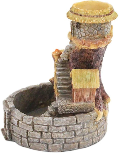 Segreto Creative Retro Tree House Plants Pot Flower Pots with Drainage Holes Resin Planters Vase Home Decor for Succulents, Flower, Cactus, Gardening Decoration,Indoor(Stone House)