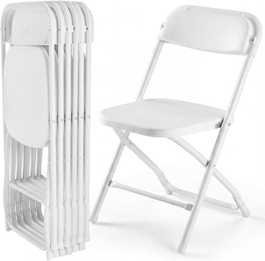 DUMOS Folding Chairs Sets of 6, 330lbs Plastic Stackable Portable Patio Dining Sets, Fold Up for Indoor Outdoor, Camping, Garden, Party, Meeting (White)