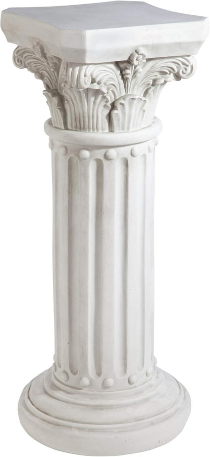 Design Toscano Athena Corinthian Furniture Pedestal Column Plant Stand, 16 Inches Wide, 16 Inches Deep, 33 Inches High, Handcast Polyresin, Antique Stone Finish