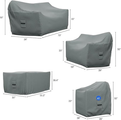 Covers & All Patio Furniture Cover, 5 Piece Outdoor Furniture Covers, Water-Repellent UV & Weather-Resistant Covers for Sofa, Loveseat, Chairs & Coffee Table