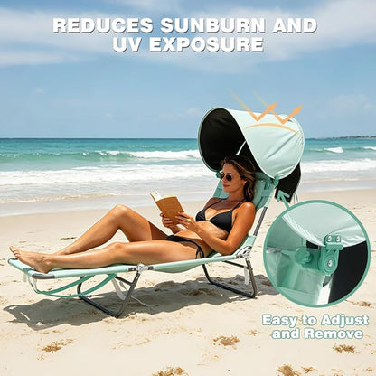 SUNNYFEEL Tanning Chair with Canopy, Face Down Lounger with Backpack Straps | 2-Pack Tanning Chair with Canopy, Face Down Lounger with Backpack Straps