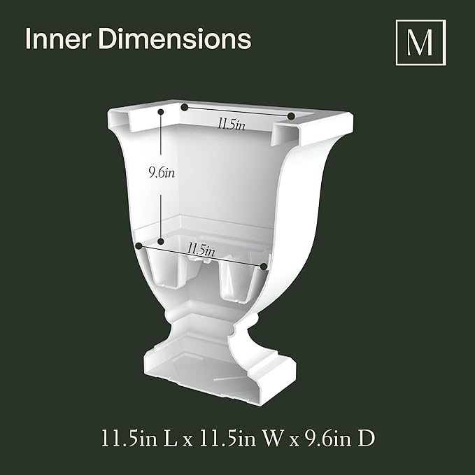 Mayne Inc. Augusta 20in Tall Planter - Black - 15in L x 15in W x 20in H - with Built-in Water Reservoir (5893-B)