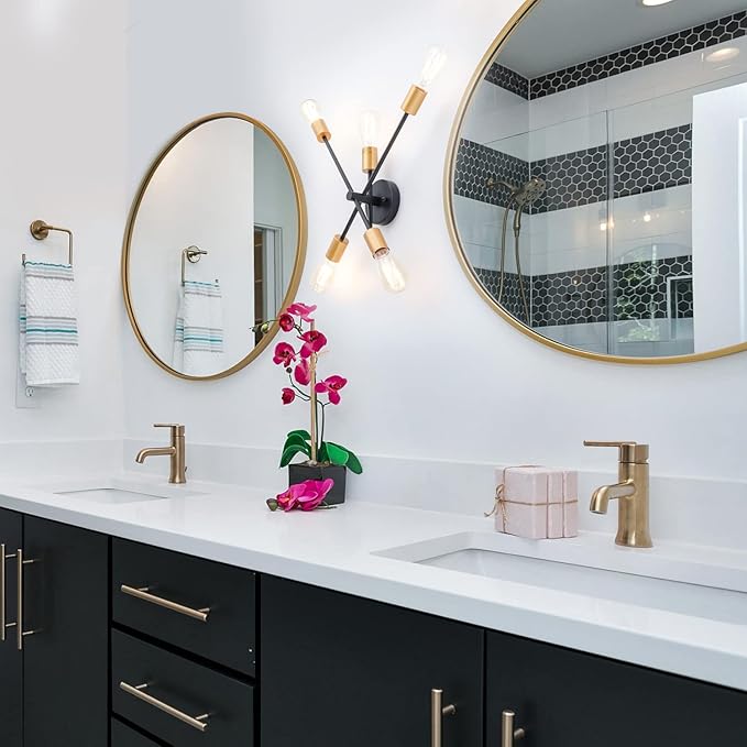 Modern Wall Sconce, Wall Lights for Living Room, Bath Light Wall Mount, Industrial Bathroom Vanity Light, 5-Light Sputnik Flush Mount Light Fixture for Entryway Bedroom Hallway