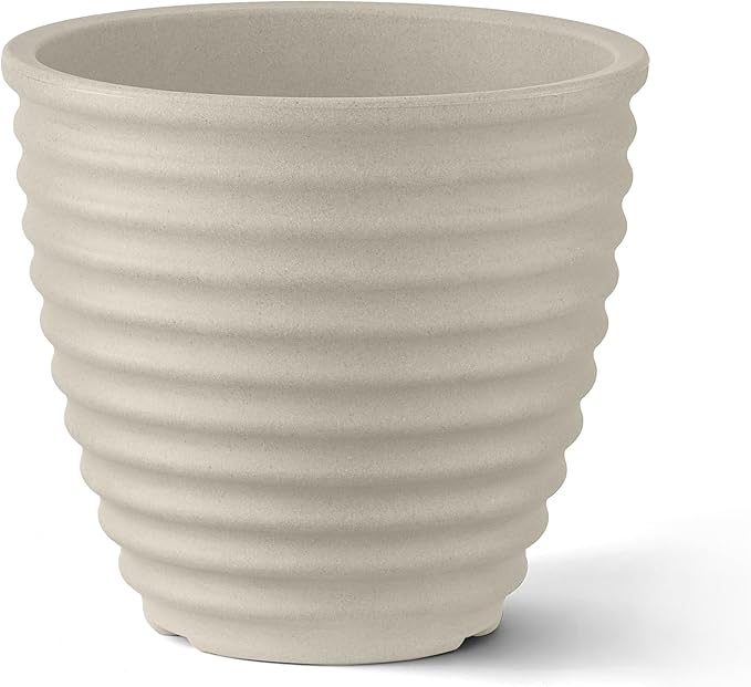 ARBORA 13" Ibiza Polyresin Indoor and Outdoor Planter with Classic Cream Finish - Durable, Weatherproof, Lightweight, Large Plant Pot for Patio, Garden, Deck, Entryway