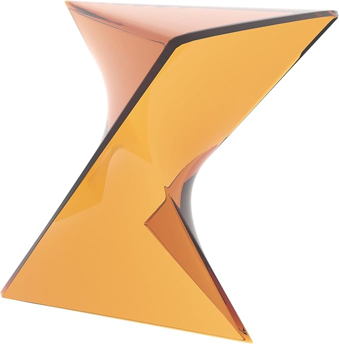 LeisureMod 15.75" Stackable Weather-Resistant Plastic Triangular Side Table - Accent End Table for Indoor & Outdoor Use (Transparent Tea, Set of 4)