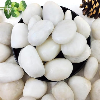 YISZM 20lbs White River Rocks for Landscaping, 2-3 Inch Natural Pebbles for Indoor Plants, High Polished Decorative Stones Vase Filler Fish Tank Aquariums Garden Outdoor and Indoor DIY