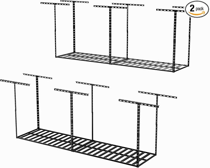 SunsGrove 2x8 Garage Storage Overhead Rack Organization, Adjustable Ceiling Mounted Storage Racks, 800LBS Weight Capacity, 22"-40" Ceiling Dropdown, 2 Pcs, Black